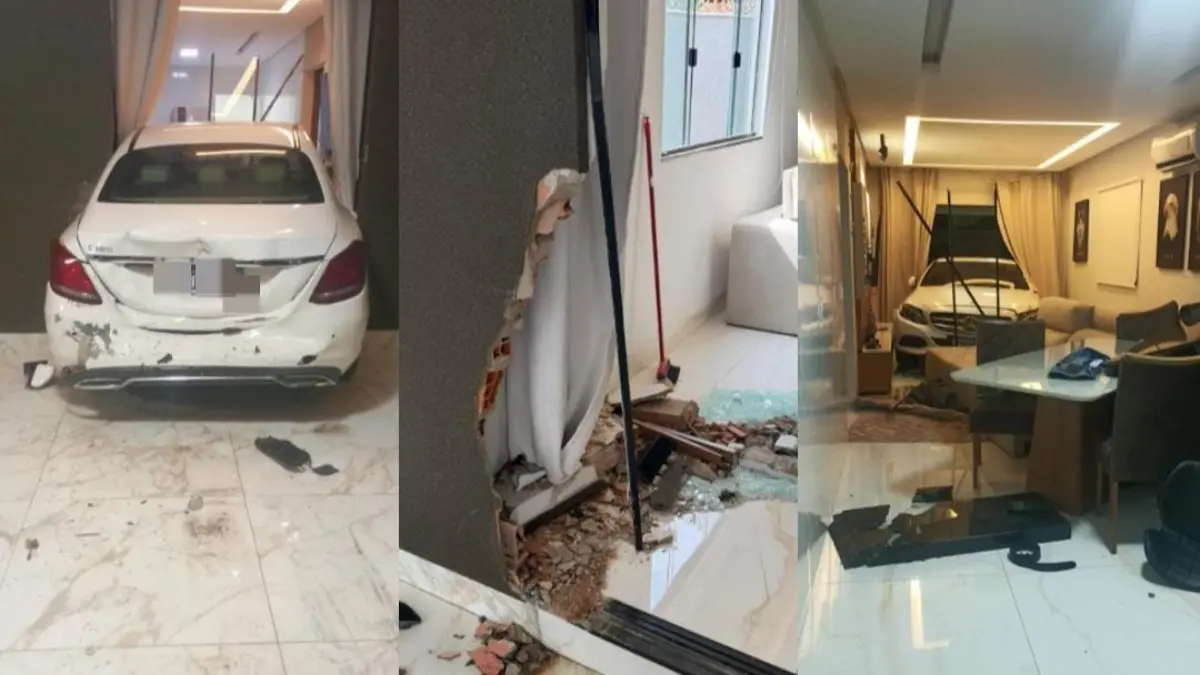 Revoltada mulher invade casa do ex com BMW, Destrói Mercedes e vai embora ; Vídeo