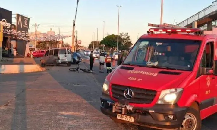  Ciclista fica ferido após colisão com carro próximo à Cidade Estrutural